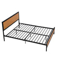 Industrial Platform Queen Bed Frame Mattress Foundation With Rustic Headboard And Footboard, Strong Steel Slat Support, No Box Spring Needed, Noise Free, Easy Assembly Brown Mdf Steel