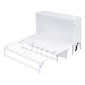 Queen Size Murphy Bed With Built In Charging Station And A Shelf, White White Solid Wood Mdf