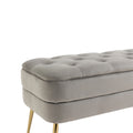 Coolmore Storage Ottoman, Bedroom End Bench,Upholstered Fabric Storage Ottoman With Safety Hinge, Entryway Padded Footstool, Ottoman Bench For Living Room & Bedroom Gray Velvet