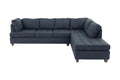 2Pc Sectional Sofa Set Reversible Chaise Sofa Dark Blue Dorris Fabric Living Room Furniture Couch Dark Blue Wood Primary Living Space Cushion Back Contemporary,Modern L Shaped Pillow Top Arms Particle Board 5 Seat