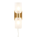 Double Tube 2 Light Wall Sconce Frosted Glass Gold Iron