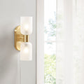 Double Tube 2 Light Wall Sconce Frosted Glass Gold Iron