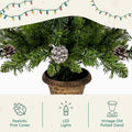 Pre Lit Xmas Tree Artificial Christmas 4 Piece Set,Garland, Wreath And Set Of 2 3Ft Entrance Trees X Mas With Led Lights, Christmas Tree Green Pvc