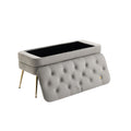 Coolmore Storage Ottoman, Bedroom End Bench,Upholstered Fabric Storage Ottoman With Safety Hinge, Entryway Padded Footstool, Ottoman Bench For Living Room & Bedroom Gray Velvet