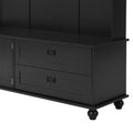 Modern Style Hall Tree With Storage Cabinet And 2 Large Drawers, Widen Mudroom Bench With 5 Coat Hooks, Black Black Primary Living Space Particle Board