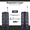 Expandable 3 Piece Luggage Sets Pc Lightweight & Durable Suitcase With Two Hooks, Spinner Wheels, Tsa Lock, 21 25 29 Black Black Pc