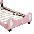 Twin Size Upholstered Rabbit Shape Princess Bed ,Twin Size Platform Bed With Headboard And Footboard,White Pink White Pink Pu