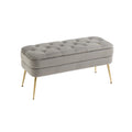 Coolmore Storage Ottoman, Bedroom End Bench,Upholstered Fabric Storage Ottoman With Safety Hinge, Entryway Padded Footstool, Ottoman Bench For Living Room & Bedroom Gray Velvet