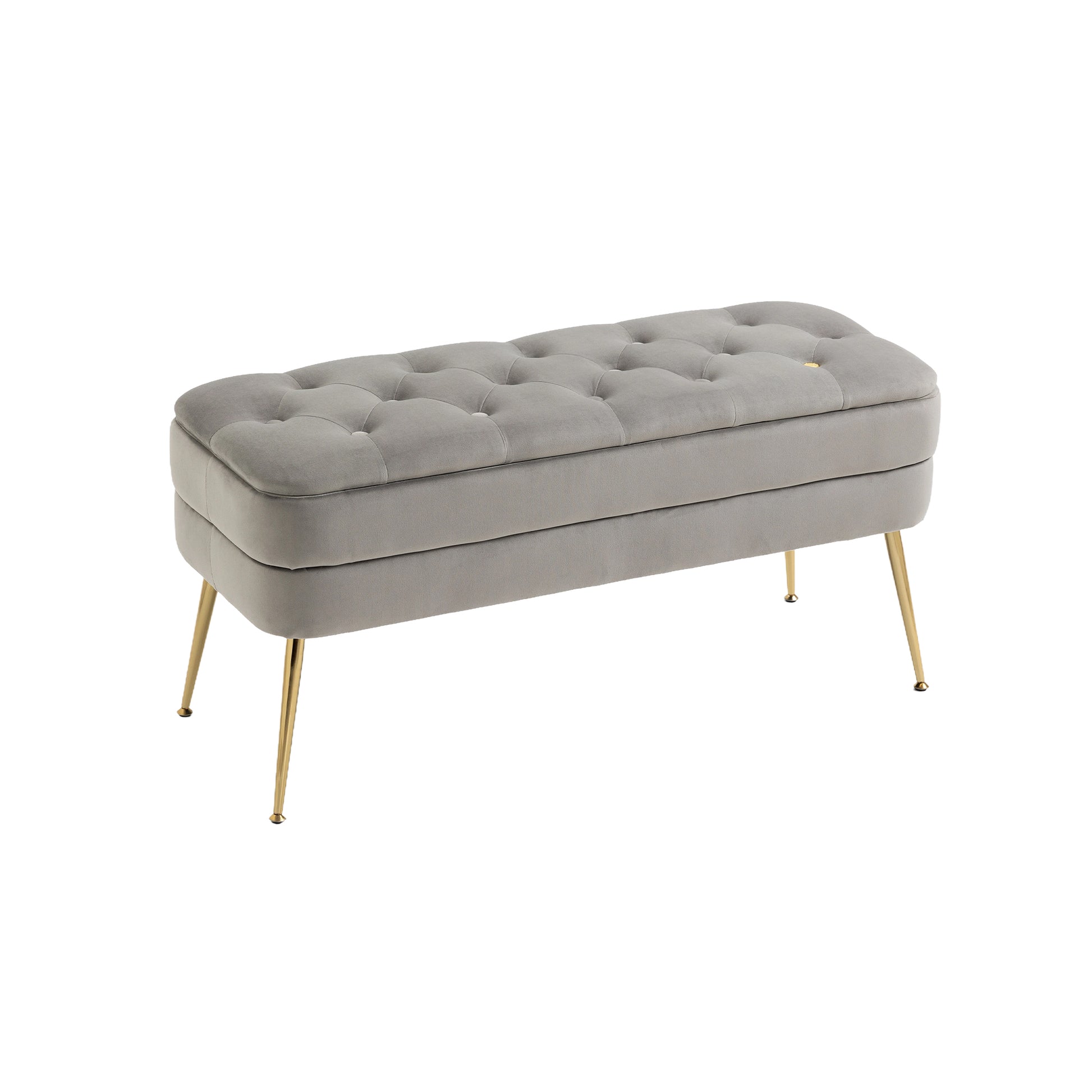 Coolmore Storage Ottoman, Bedroom End Bench,Upholstered Fabric Storage Ottoman With Safety Hinge, Entryway Padded Footstool, Ottoman Bench For Living Room & Bedroom Gray Velvet