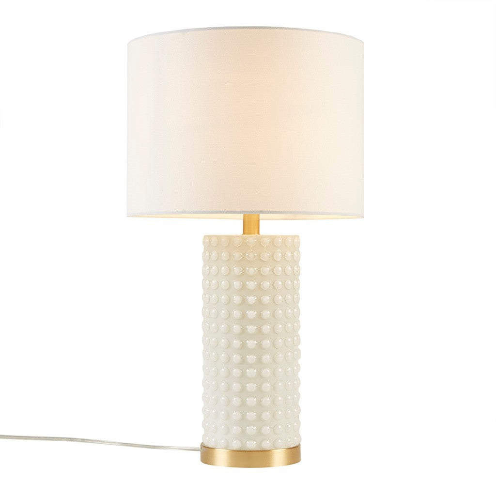 Textured Dot Table Lamp White Gold Polyester