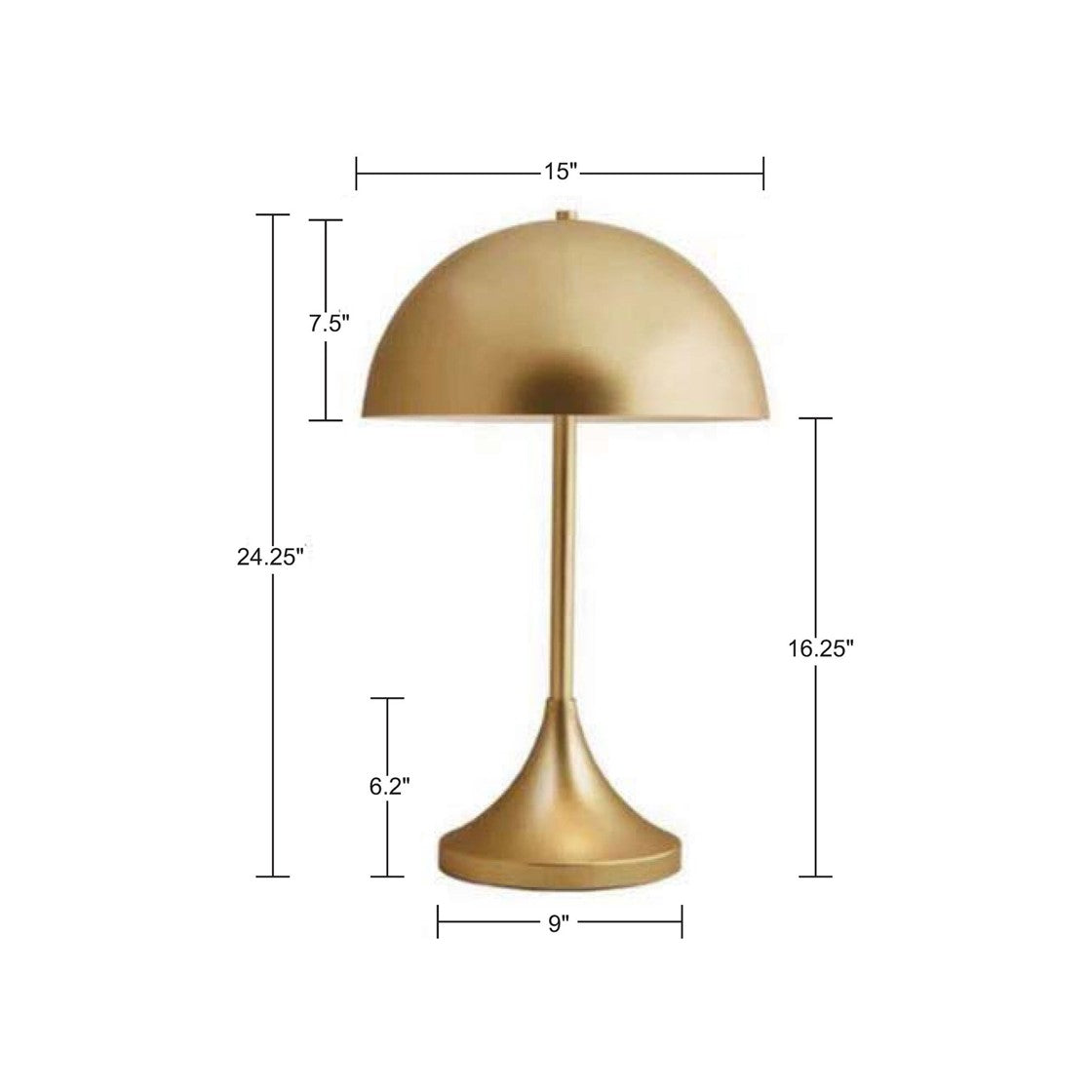 Dome Shaped 2 Light Metal Table Lamp Gold Iron