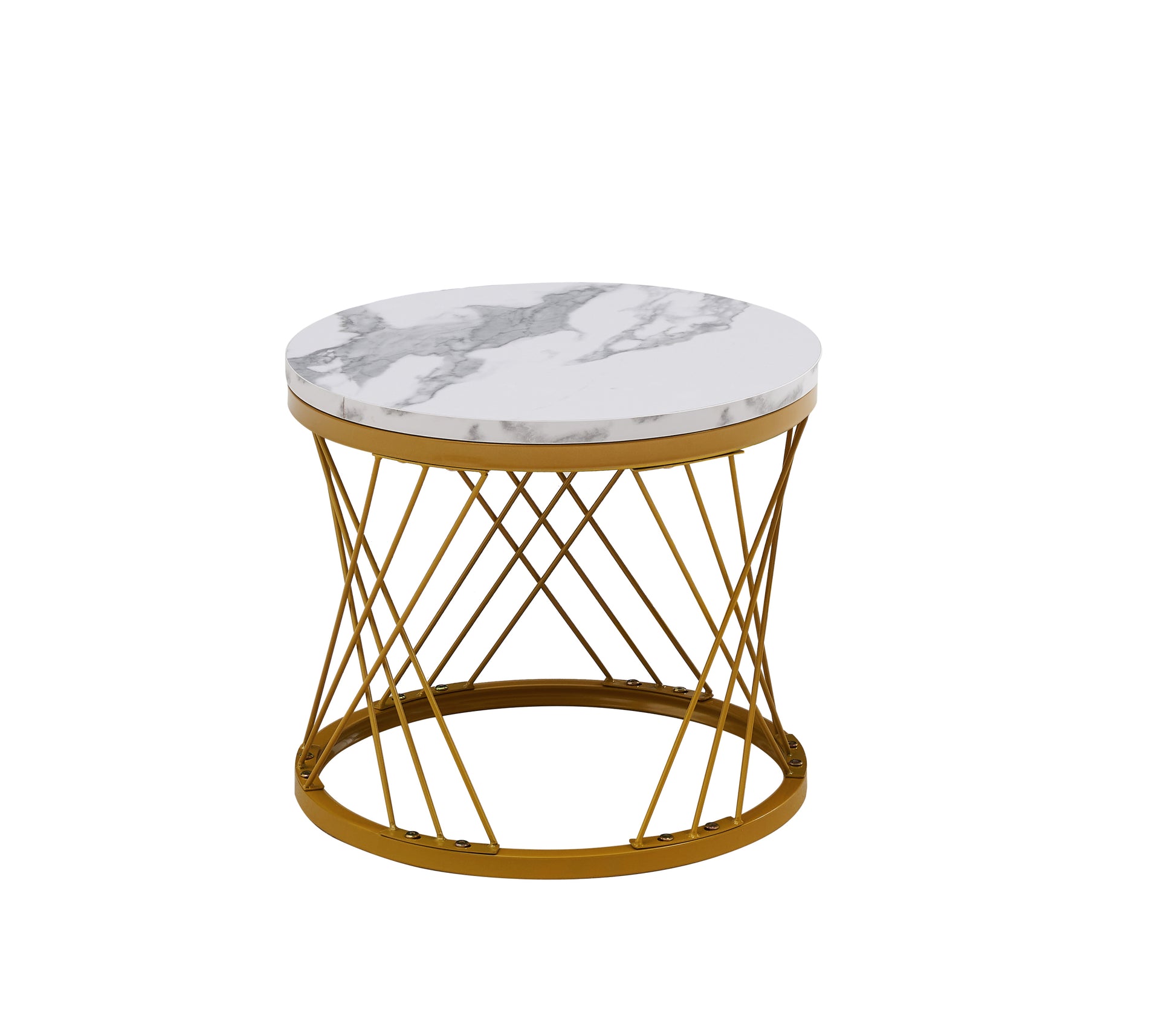Modern Minimalist Nesting Coffee Table For Living Room Wooden Top And Metal Legs White Gray Metal & Wood