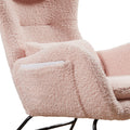 Rocking Chair Nursery, Modern Rocking Chair With High Backrest Pink Polyurethane Foam Fabric