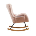 Rocking Chair Nursery, Modern Rocking Chair With High Backrest Pink Polyurethane Foam Fabric