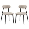 Modern Dining Chairs Set Of 2, Curved Backrest Round Upholstered And Metal Frame, Light Grey Light Grey Foam Metal