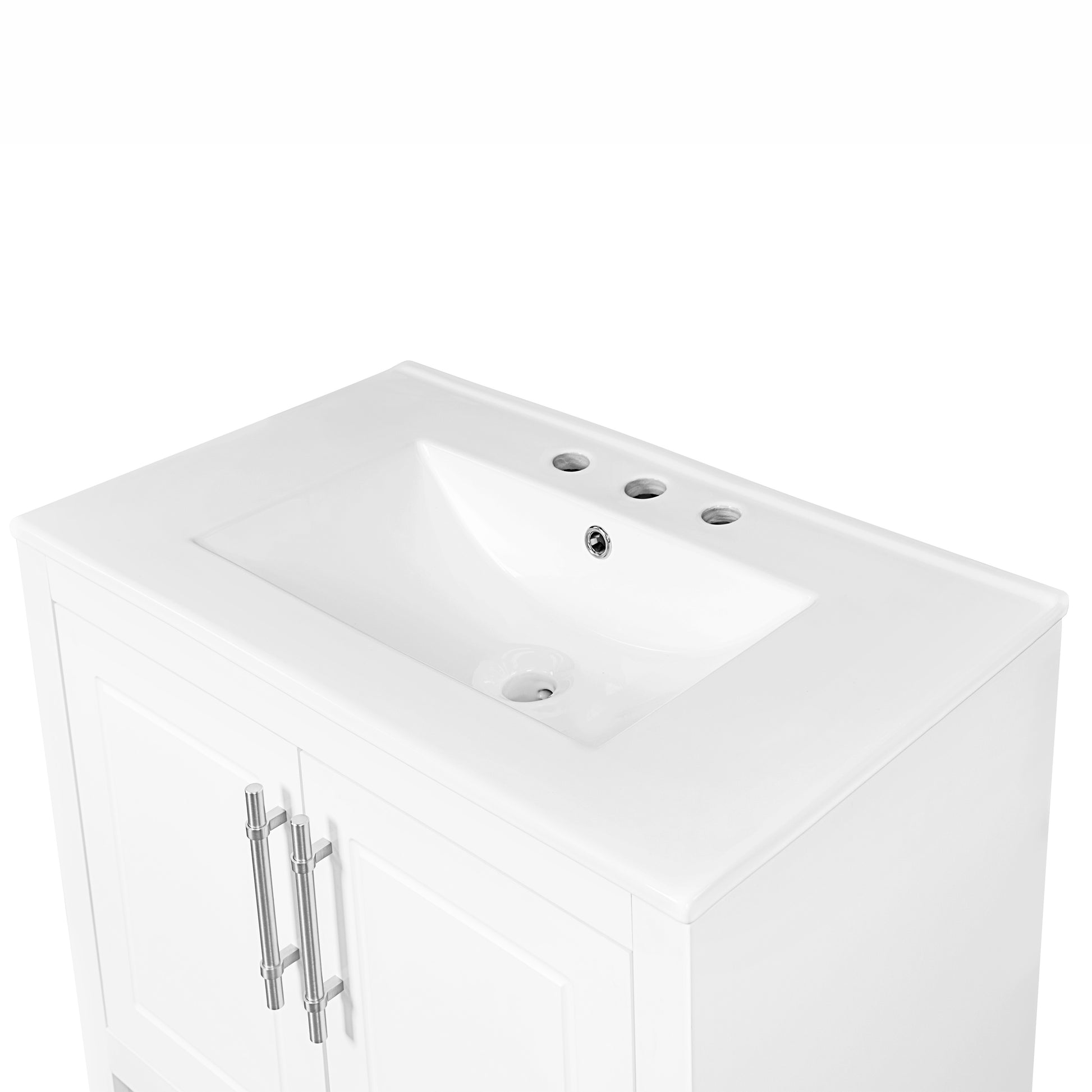 30" Bathroom Vanity With Sink, Multi Functional Bathroom Cabinet With Doors And Drawers, Solid Frame And Mdf Board, White White Solid Wood Mdf