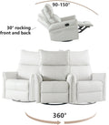 Rocking Recliner Chair,360 Degree Swivel Nursery Rocking Chair,Glider Chair,Modern Small Rocking Swivel Recliner Chair For Bedroom,Living Room Chair Home Theater Seat,Side Pocket Light Gray Solid Light Brown Primary Living Space Push Button Rubberwood