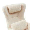 Rocking Chair Nursery, Modern Rocking Chair With High Backrest Beige Polyurethane Foam Fabric