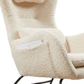 Rocking Chair Nursery, Modern Rocking Chair With High Backrest Beige Polyurethane Foam Fabric