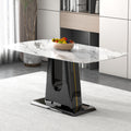 A Modern, Minimalist, And Luxurious Dining Table With A White Imitation Marble Tabletop And Mdf Legs With U Shaped Brackets. Tables In Restaurants And Living Rooms 63
