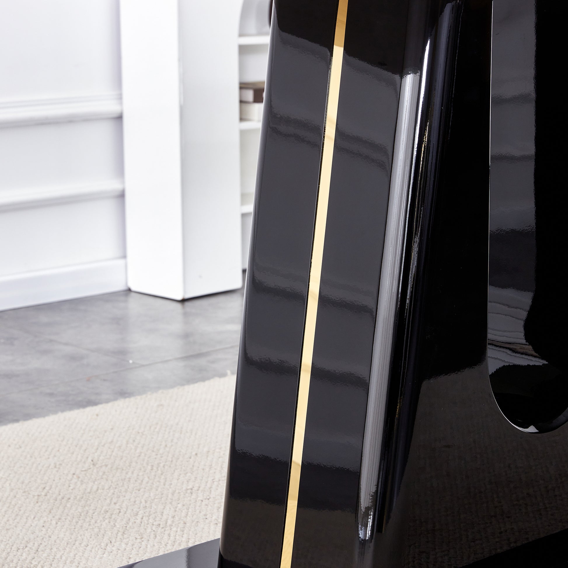 1 Table And 6 Chairs. Modern, Simple And Luxurious White Imitation Marble Rectangular Dining Table And Desk With 6 Black Pu Gold Plated Leg Chairs 63'' X 35.4'' X 30'' White Black Mdf