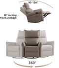 Rocking Recliner Chair,360 Degree Swivel Nursery Rocking Chair,Glider Chair,Modern Small Rocking Swivel Recliner Chair For Bedroom,Living Room Chair Home Theater Seat,Side Pocket Brown Solid Brown Light Brown Primary Living Space Foam Wipe Clean