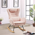 Rocking Chair Nursery, Modern Rocking Chair With High Backrest Pink Polyurethane Foam Fabric