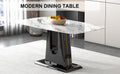 A Modern, Minimalist, And Luxurious Dining Table With A White Imitation Marble Tabletop And Mdf Legs With U Shaped Brackets. Tables In Restaurants And Living Rooms 63