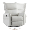 Rocking Recliner Chair,360 Degree Swivel Nursery Rocking Chair,Glider Chair,Modern Small Rocking Swivel Recliner Chair For Bedroom,Living Room Chair Home Theater Seat,Side Pocket Light Gray Solid Light Brown Primary Living Space Push Button Rubberwood
