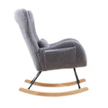 Rocking Chair Nursery, Modern Rocking Chair With High Backrest Gray Polyurethane Foam Fabric