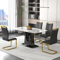 A Modern, Minimalist, And Luxurious Dining Table With A White Imitation Marble Tabletop And Mdf Legs With U Shaped Brackets. Tables In Restaurants And Living Rooms 63