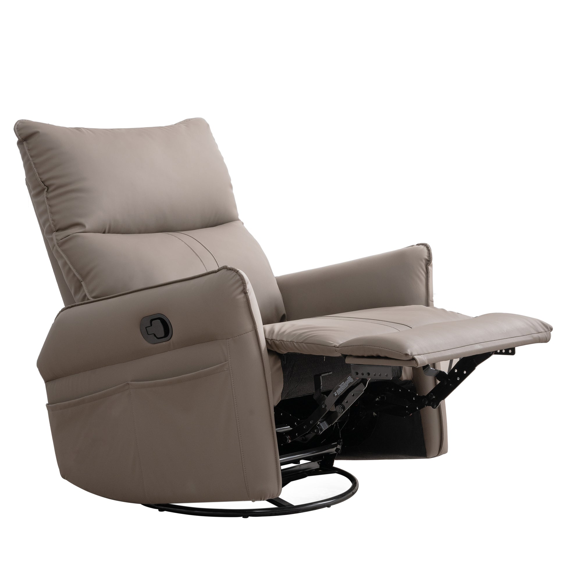 Rocking Recliner Chair,360 Degree Swivel Nursery Rocking Chair,Glider Chair,Modern Small Rocking Swivel Recliner Chair For Bedroom,Living Room Chair Home Theater Seat,Side Pocket Brown Solid Brown Light Brown Primary Living Space Foam Wipe Clean