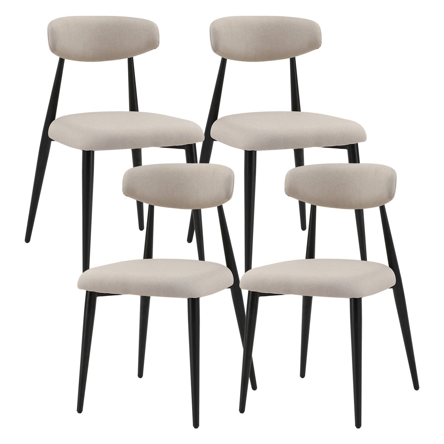 Dining Chairs Set Of 4, Upholstered Chairs With Metal Legs For Kitchen Dining Room Light Grey Light Grey Foam Metal