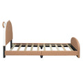 Twin Size Upholstered Platform Bed With Bear Shaped Headboard And Footboard,Brown White Brown Pu