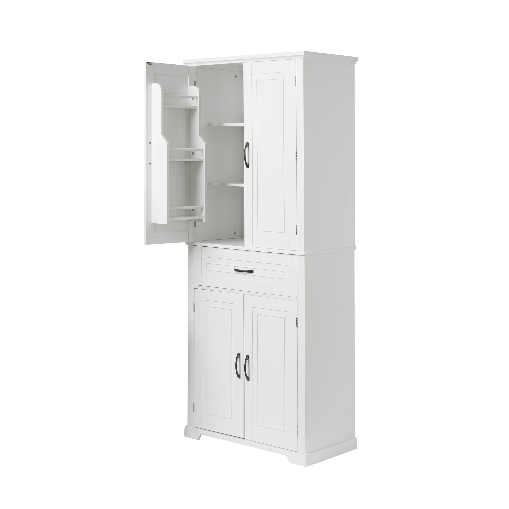 Bathroom Storage Cabinet With Doors And Drawer, Multiple Storage Space, Adjustable Shelf, White White Mdf