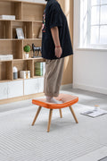Wooden Step Ottoman,Wooden Step Stool For Adults,Square Cushion Foot Stool,Small Stool With Non Slip Pad,Wood Stool Suitable For Bedroom, Living Room And Kitchen Orange Orange Foam Cotton Linen