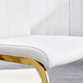 1 Table And 6 Chairs. Modern, Simple And Luxurious White Imitation Marble Rectangular Dining Table And Desk With 6 White Pu Gold Plated Leg Chairs 63'' X 35.4'' X 30'' White Black Mdf