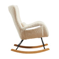 Rocking Chair Nursery, Modern Rocking Chair With High Backrest Beige Polyurethane Foam Fabric