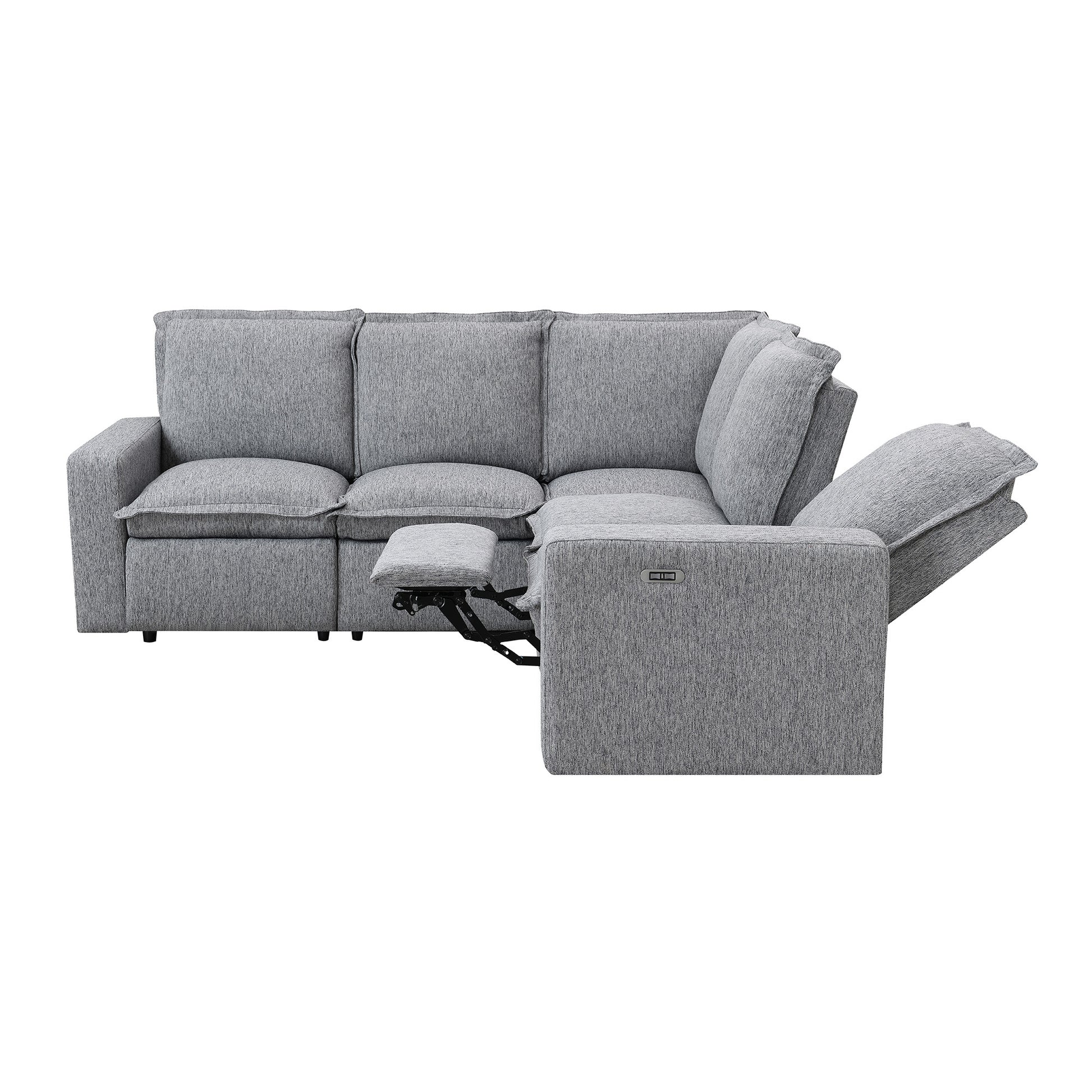 Power Recliner Chair Home Theater Seating Soft Chair With Usb Port For Living Room, Bedroom, Theater Room, Grey Grey Foam Linen