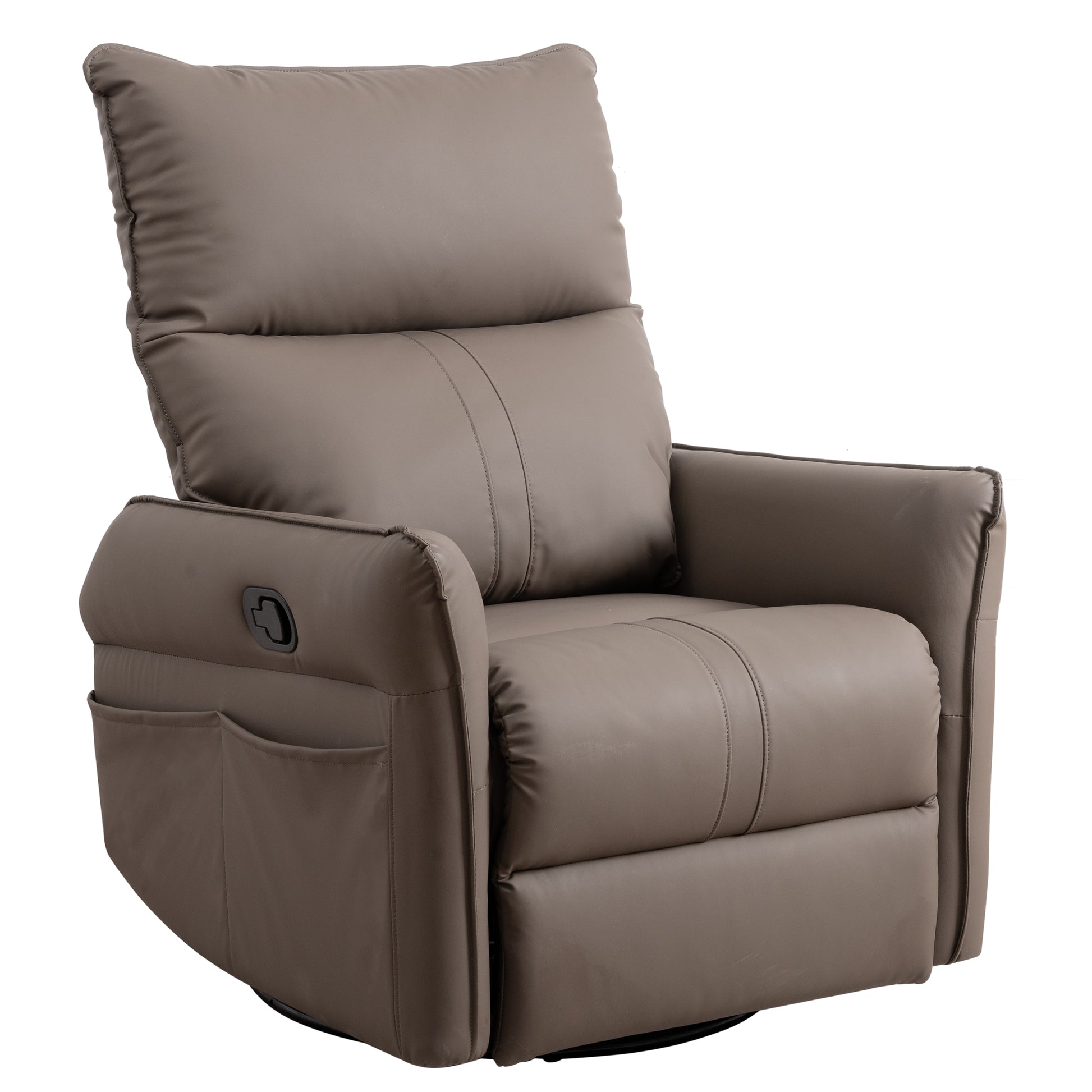 Rocking Recliner Chair,360 Degree Swivel Nursery Rocking Chair,Glider Chair,Modern Small Rocking Swivel Recliner Chair For Bedroom,Living Room Chair Home Theater Seat,Side Pocket Brown Solid Brown Light Brown Primary Living Space Foam Wipe Clean