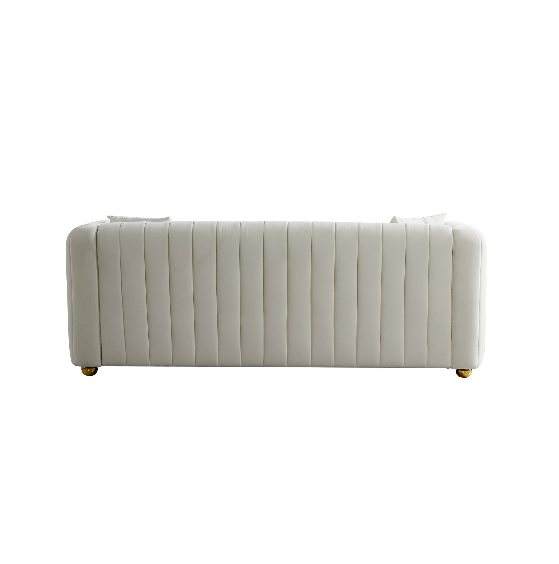 79.92" Modern Vertical Channel Tufted Velvet Sofa,Comfortable Sofa For Living Room White White Velvet 3 Seat