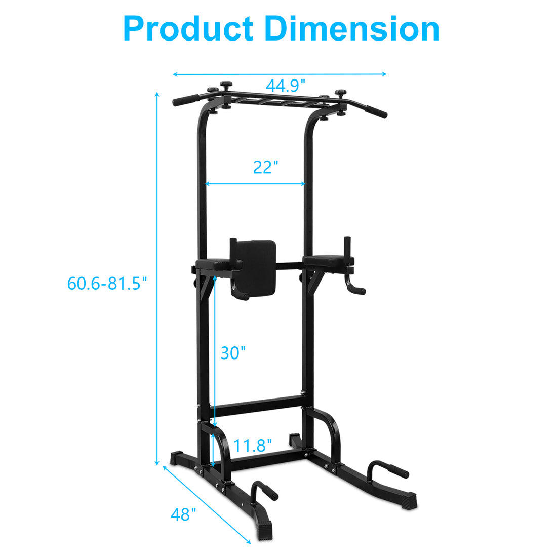 Power Tower Pull Up Bar Workout Dip Station For Strength Training, Suitable For Home Gym Fitness Black Iron