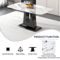 1 Table And 6 Chairs. Modern, Simple And Luxurious White Imitation Marble Rectangular Dining Table And Desk With 6 Black Pu Gold Plated Leg Chairs 63'' X 35.4'' X 30'' White Black Mdf