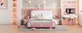 Full Size Upholstered Rabbit Shape Princess Bed ,Full Size Platform Bed With Headboard And Footboard,White Pink White Pink Pu