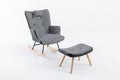 35.5 Inch Rocking Chair With Footrest, Soft Houndstooth Fabric Leather Fabric Rocking Chair For Nursery, Comfy Wingback Glider Rocker With Safe Solid Wood Base For Living Room Bedroom Balcony Black Black White Casual Foam Cotton Linen