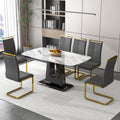 A Modern, Minimalist, And Luxurious Dining Table With A White Imitation Marble Tabletop And Mdf Legs With U Shaped Brackets. Tables In Restaurants And Living Rooms 63
