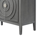 Retro Sideboard Door With Circular Groove Design Round Metal Door Handle For Entrance, Dinning Room, Living Room Gray Gray Mdf