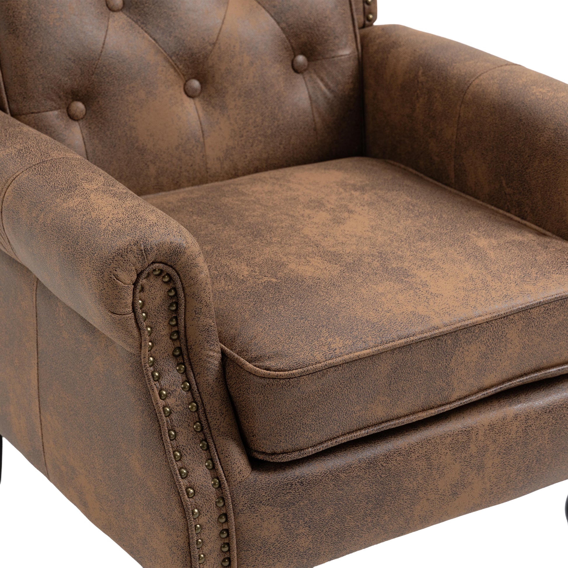 Coolmore Wood Frame Armchair, Modern Accent Chair Lounge Chair With Sturdy Wood Legs For Living Room Bedroom Coffee Pu Coffee Foam Microsuede