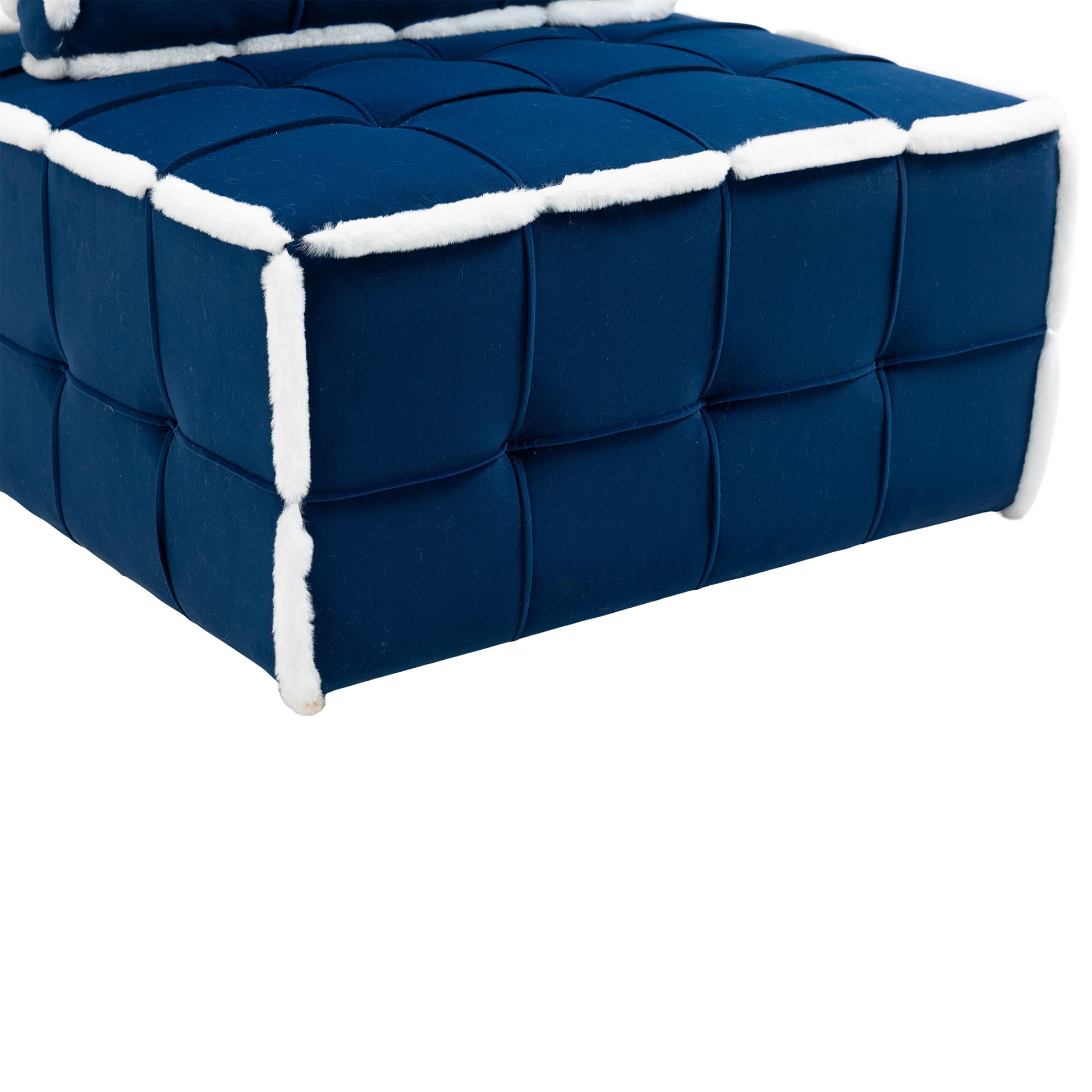 Coolmore Upholstered Deep Seat Armless Accent Single Lazy Sofa Lounge Arm Chair,Comfy Oversized Leisure Barrel Chairs For Living Room Office Meetingroom Aparment Bedroom Furniture Set Blue Velvet