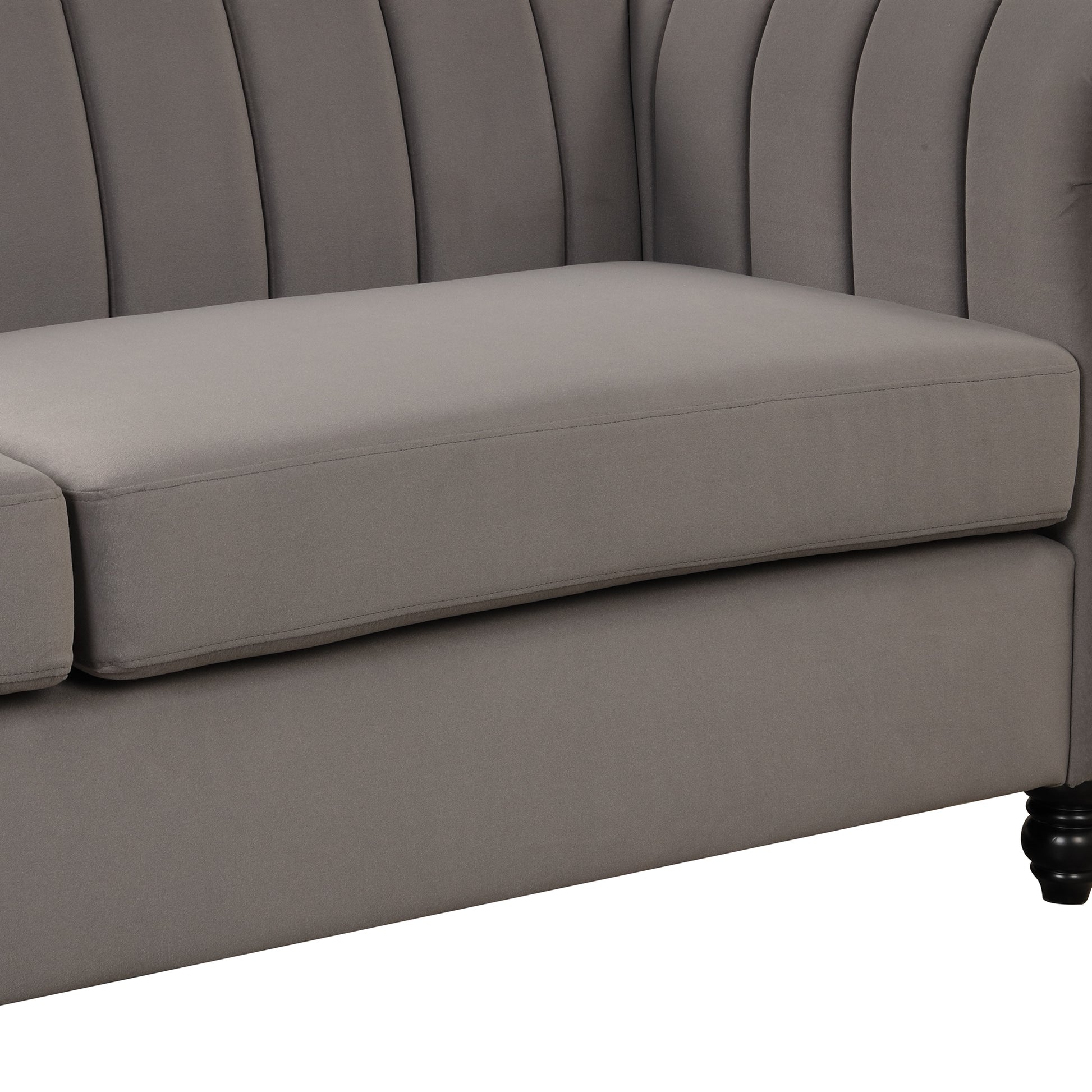 51" Modern Sofa Dutch Fluff Upholstered Sofa With Solid Wood Legs, Buttoned Tufted Backrest,Gray Gray Foam Polyester